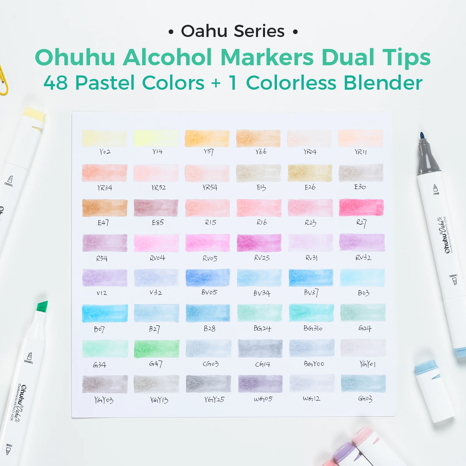 Ohuhu Oahu Marker Pen Alcohol Art Markers Color Marker Set Dual Tips Felt Pen Sketching Drawing Graffiti Manga School Supplies