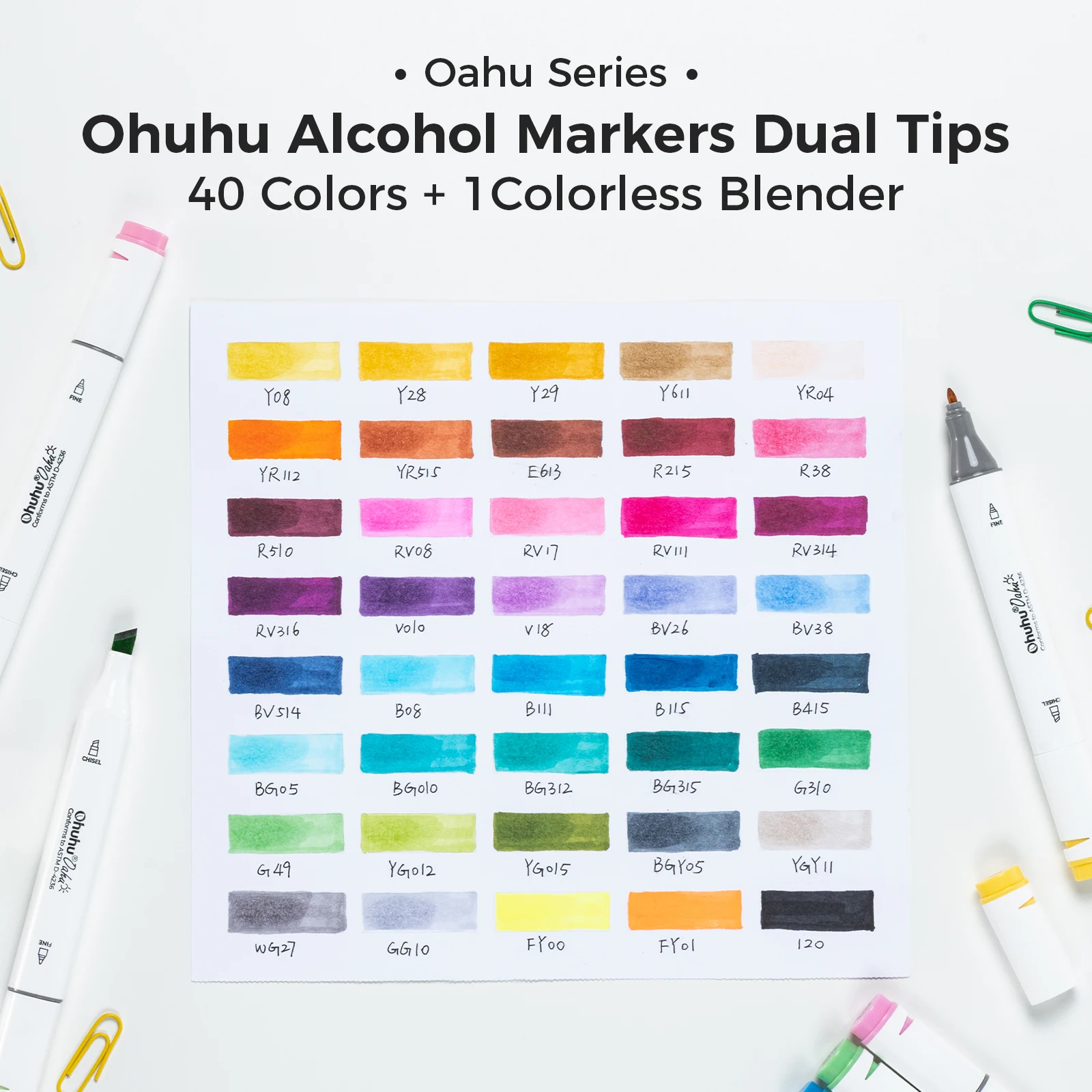 Ohuhu Oahu Marker Pen Alcohol Art Markers Color Marker Set Dual Tips Felt Pen Sketching Drawing Graffiti Manga School Supplies