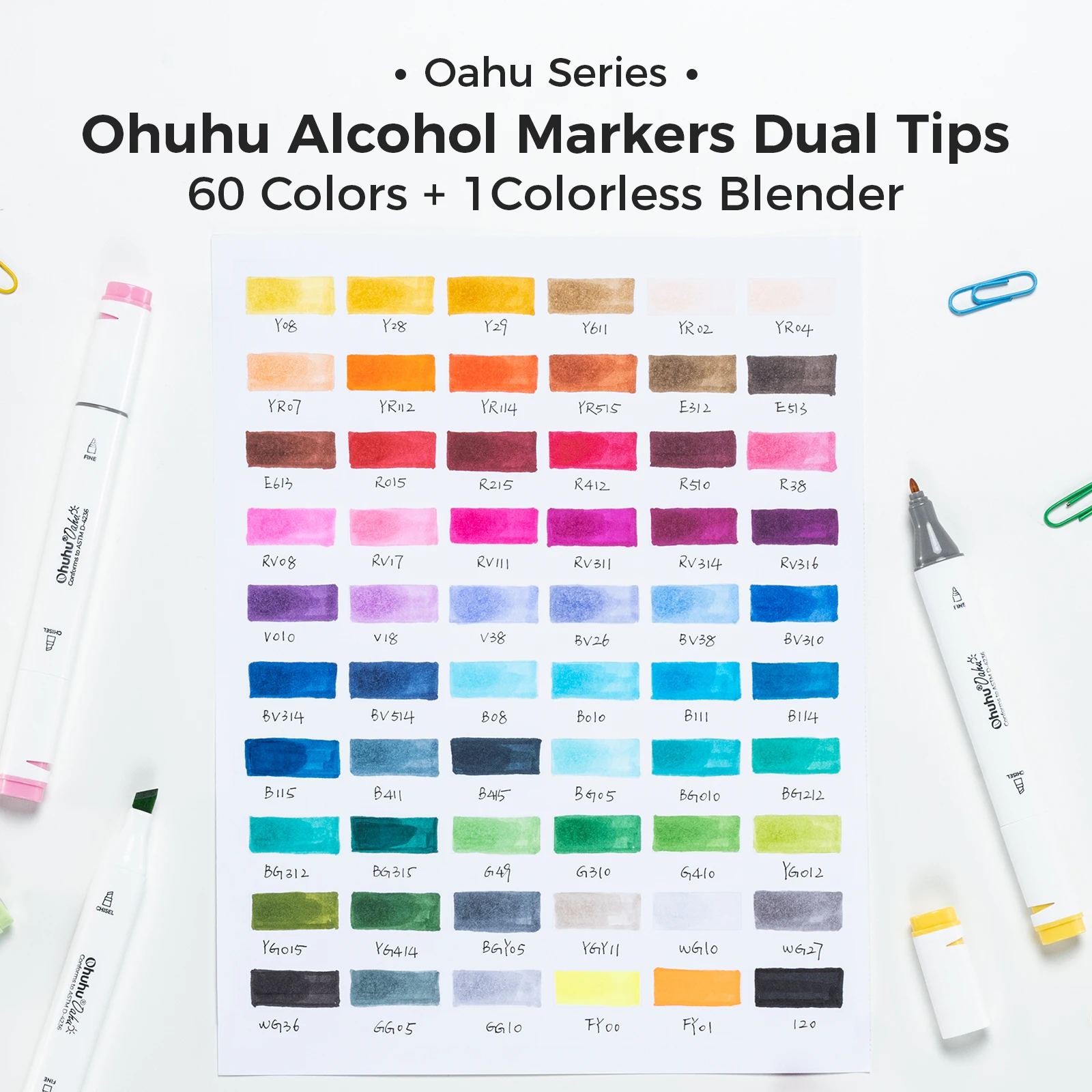 Ohuhu Oahu Marker Pen Alcohol Art Markers Color Marker Set Dual Tips Felt Pen Sketching Drawing Graffiti Manga School Supplies