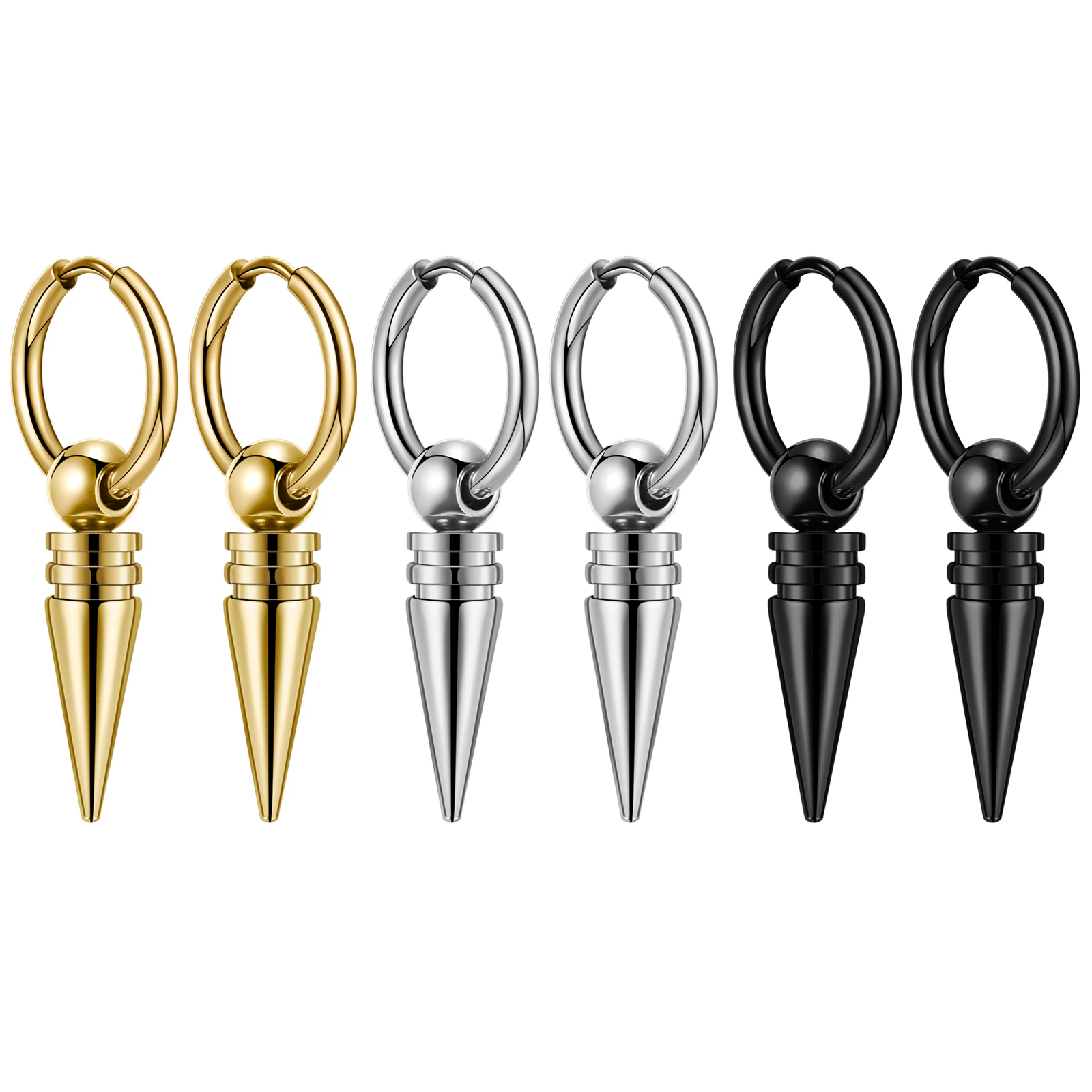 BONISKISS 2 Pairs Norse Viking Earrings Stainless Steel Nordic Elder Futhark Runes Hoop Huggie Hinged Fake Stud Men Women Unisex