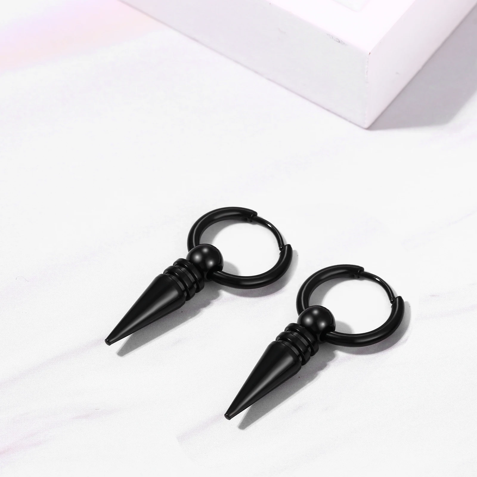 BONISKISS 2 Pairs Norse Viking Earrings Stainless Steel Nordic Elder Futhark Runes Hoop Huggie Hinged Fake Stud Men Women Unisex
