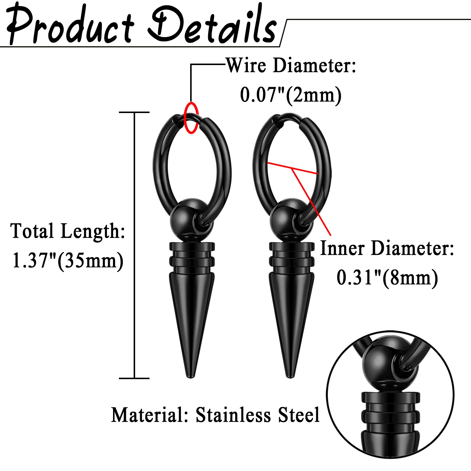 BONISKISS 2 Pairs Norse Viking Earrings Stainless Steel Nordic Elder Futhark Runes Hoop Huggie Hinged Fake Stud Men Women Unisex