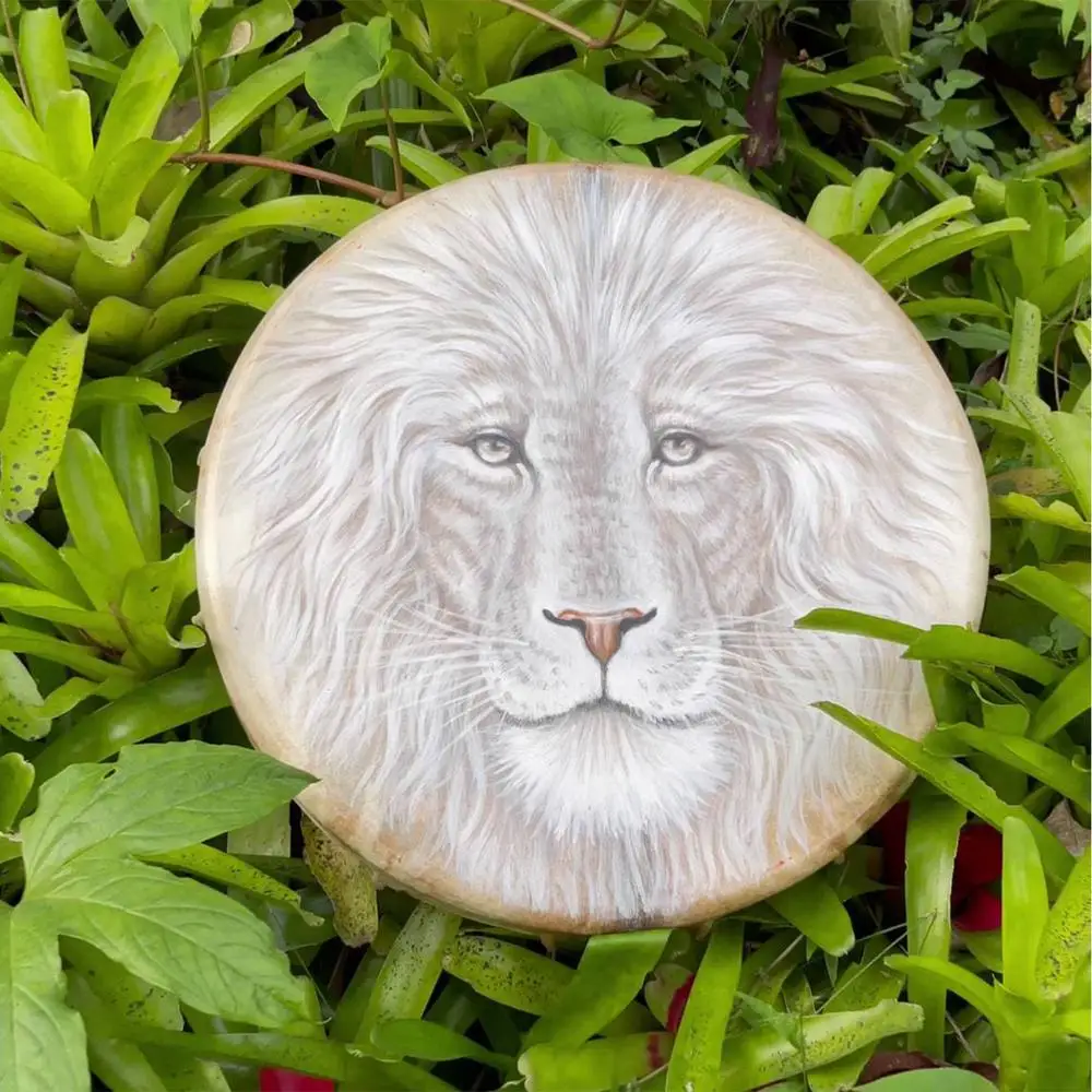 25cm Handmade Shaman Drum Siberian Shaman Lion Totem With Drum Stick Deep Bass Divine Sound Music Instrument Home Ornament