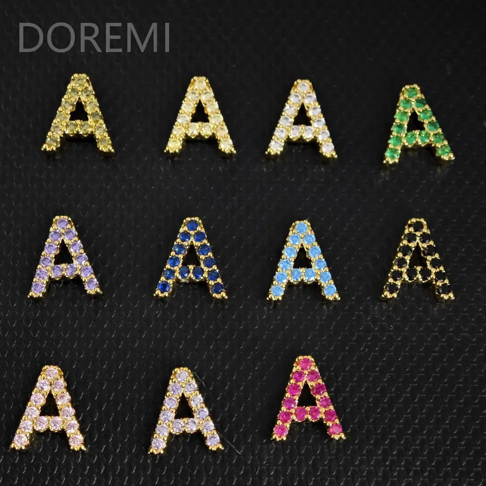DOREMI Colorful Birthstone CZ 9mm Initial Letter Bracelet Bangle Custom Private Wedding Gift Letters Bangle Gift Jewelry Bangle