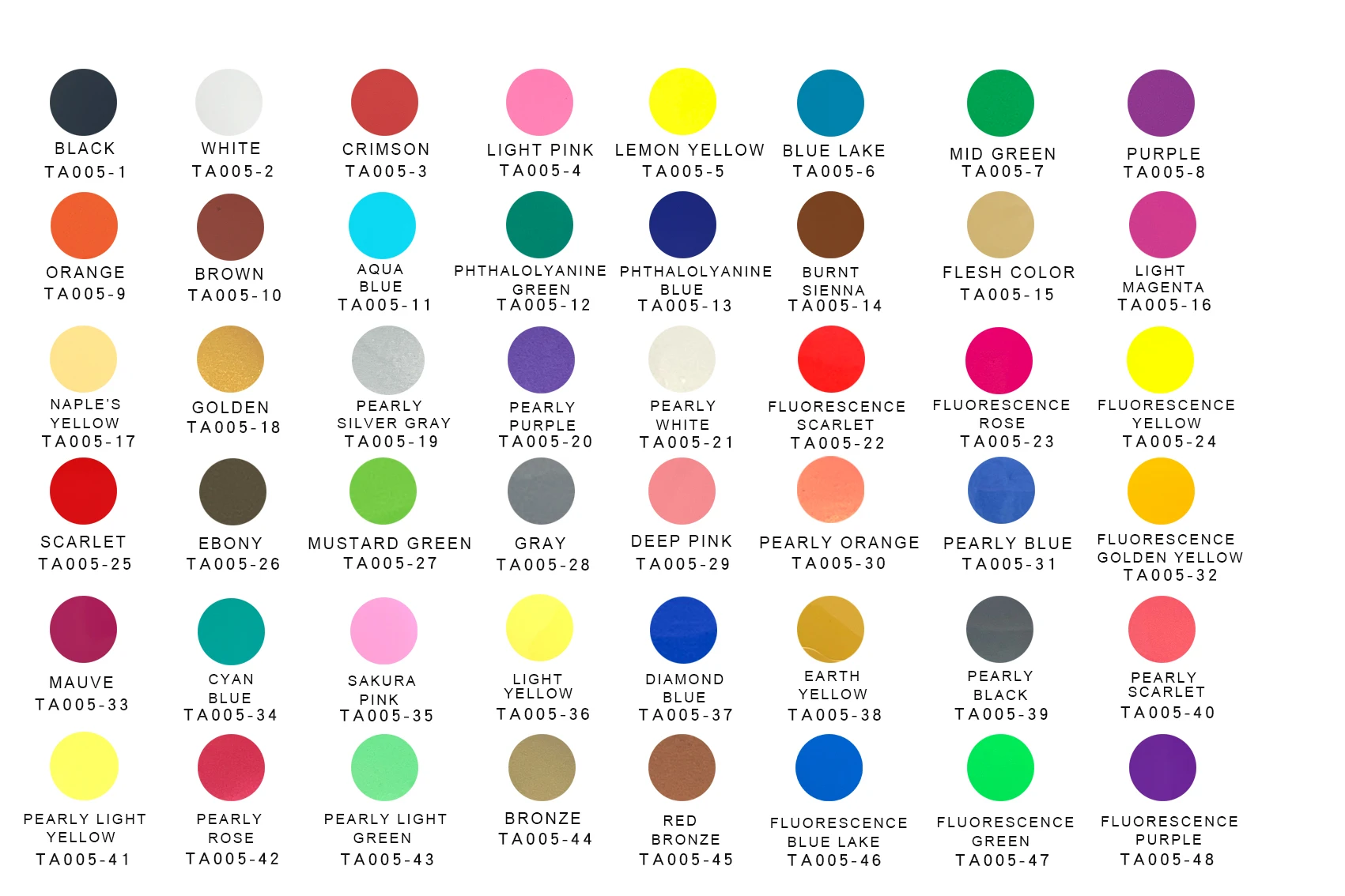 OPHIR Airbrush Acrylic Paint for Nail Art DIY Model Shoes Leather Water Based Airbrush Paint 48 Colors for Choose TA005