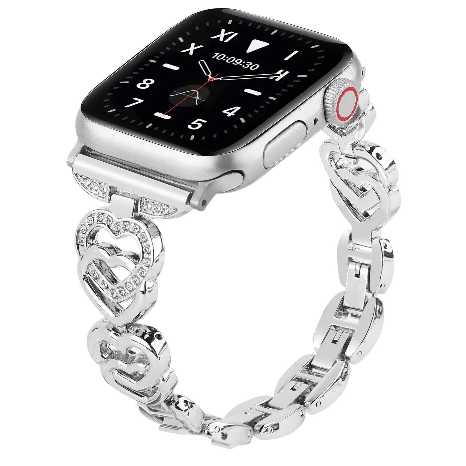 Diamond Heart Strap for Apple Watch band 40mm 44mm 38mm 44mm 45mm 49mm 42mm Metal Bracelet iWatch series se 7 6 3 5 Ultra 2 8 9