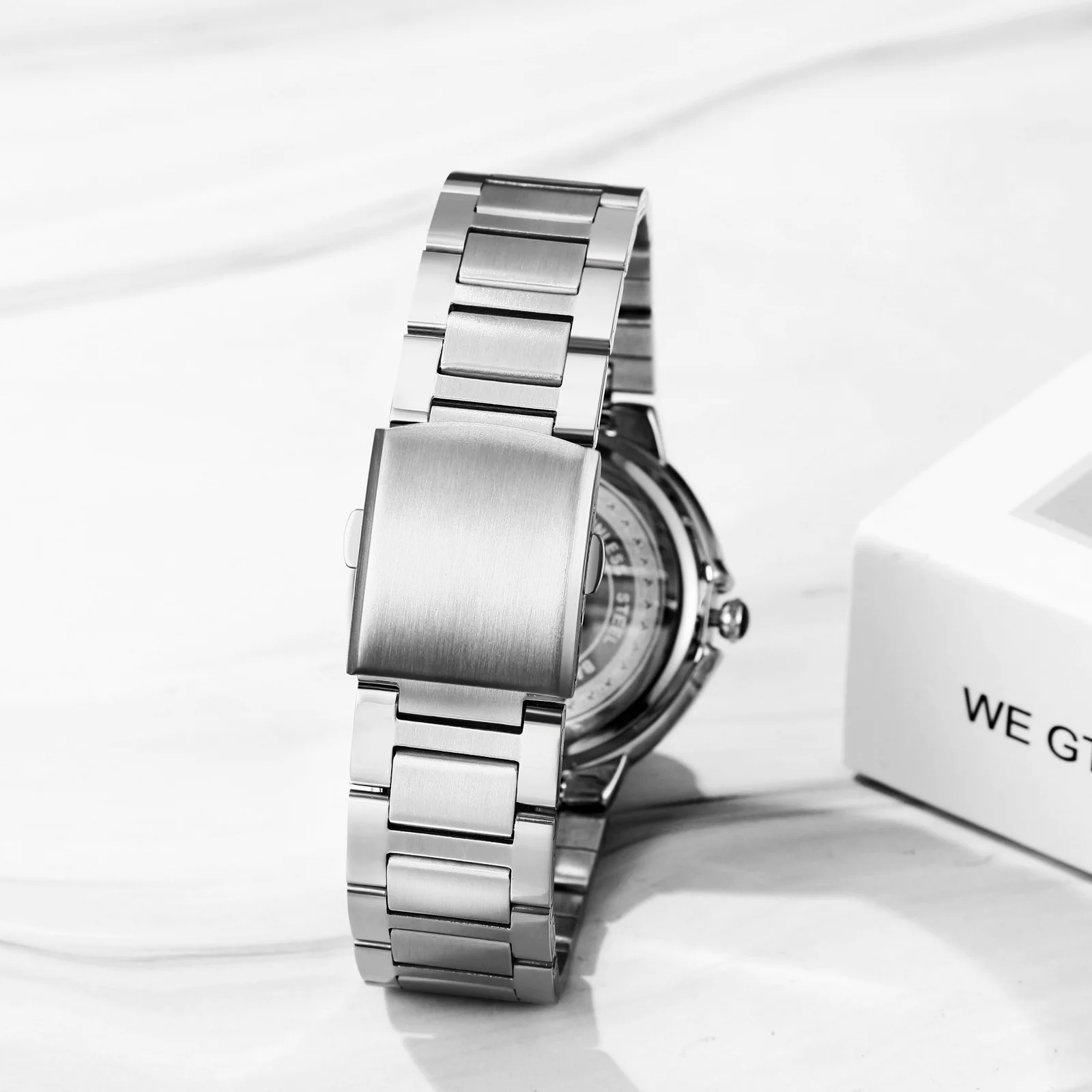 LANCARDO Quartz Calendar Dial Stainless Steel Couples Waterproof Watch Roman Dial Stereo Detachable Strap Casual Business Watch