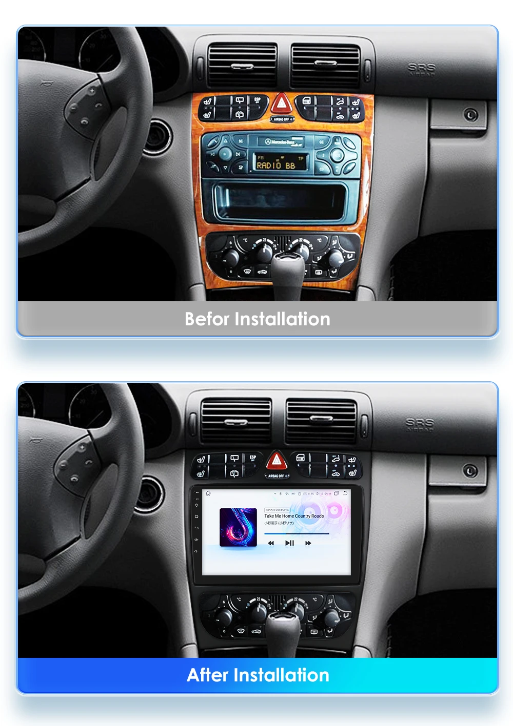 Hizpo Android Car Radio For Mercedes-Benz A W168 C W203 G W463 Vaneo Vito Viano CLK Class C209 Multimedia GPS RDS Stereo Carplay