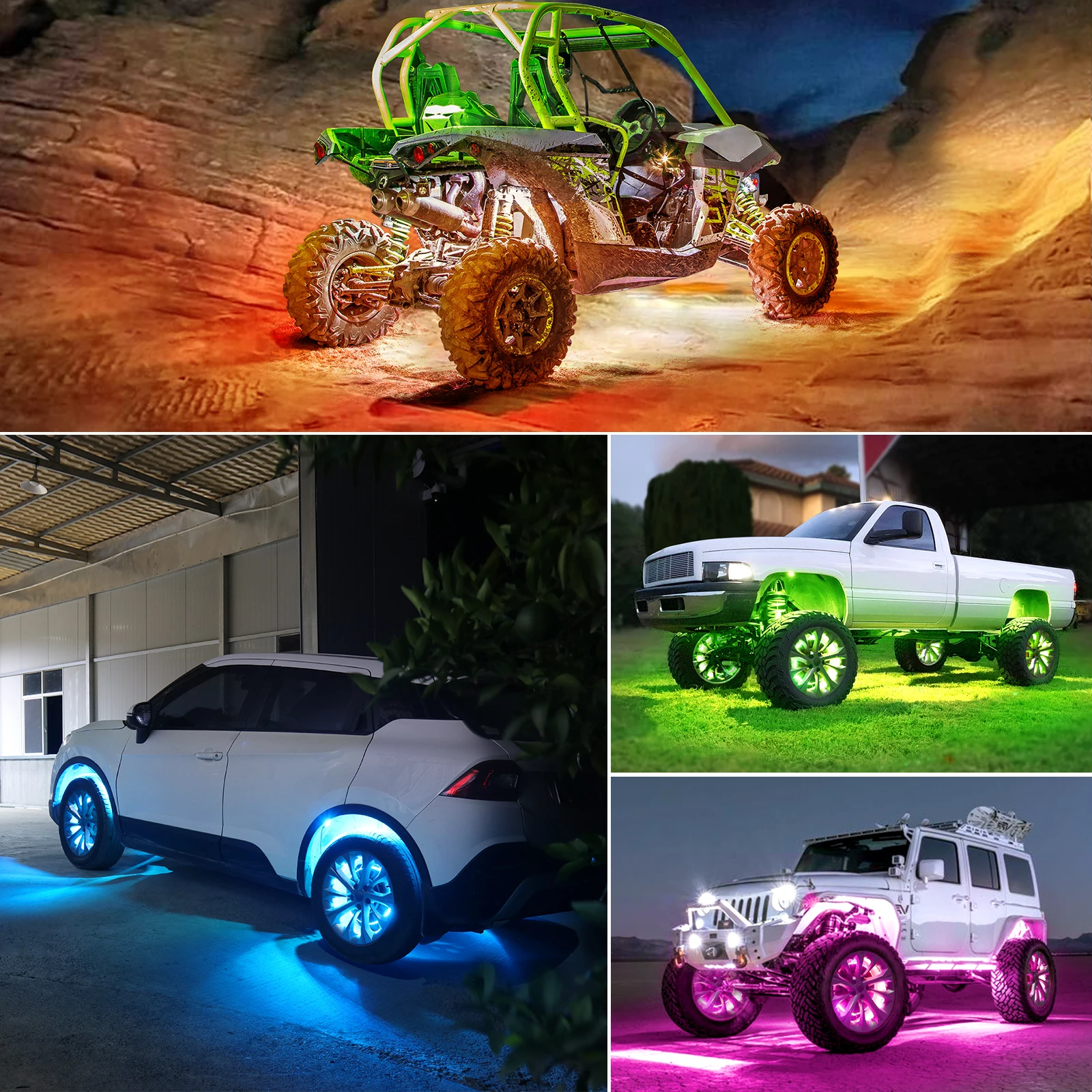 Underglow LED Car Lights Underbody Lamp Car RGB Ground Lighting App Control 12V Trail Rig Light Vehicle SUV Trucks Rock Lights