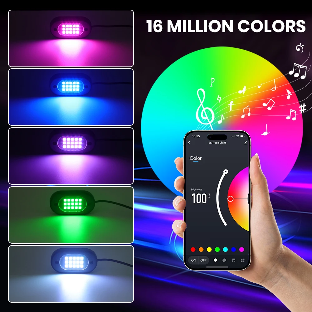 Underglow LED Car Lights Underbody Lamp Car RGB Ground Lighting App Control 12V Trail Rig Light Vehicle SUV Trucks Rock Lights
