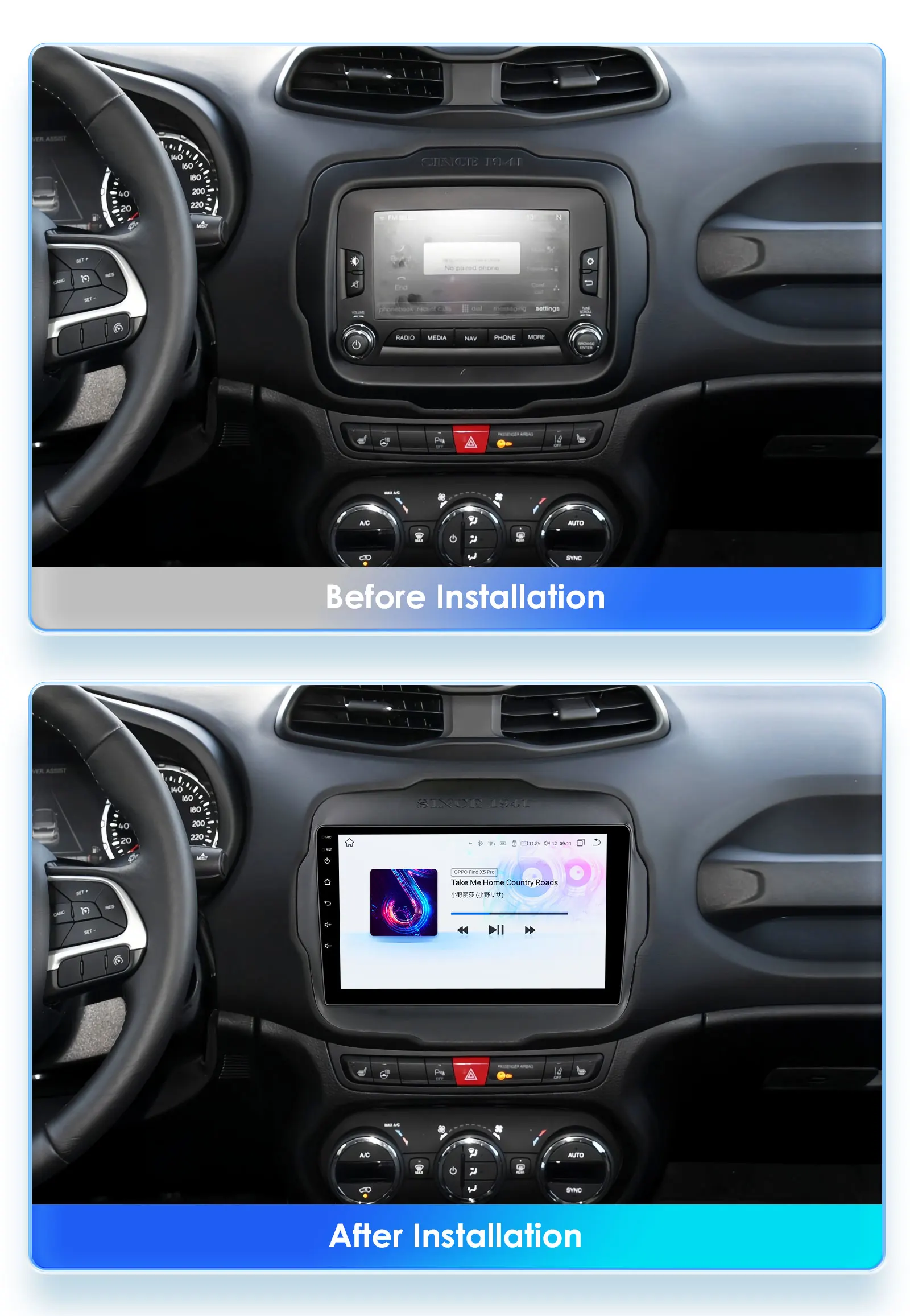 Hizpo 2 Din Android 13 For Jeep Renegade 2016 - 2020 Car Radio Multimedia Video Player Stereo Navigation GPS Carplay Auto 7862
