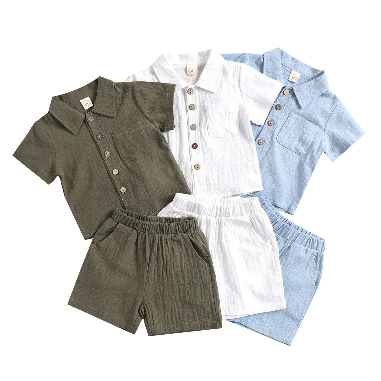 Casual Style Boys' Polo Shirt Short Cotton hemp Short Sleeved Top Over With Lapell Collar Casual Style Children Boy Summer Wear