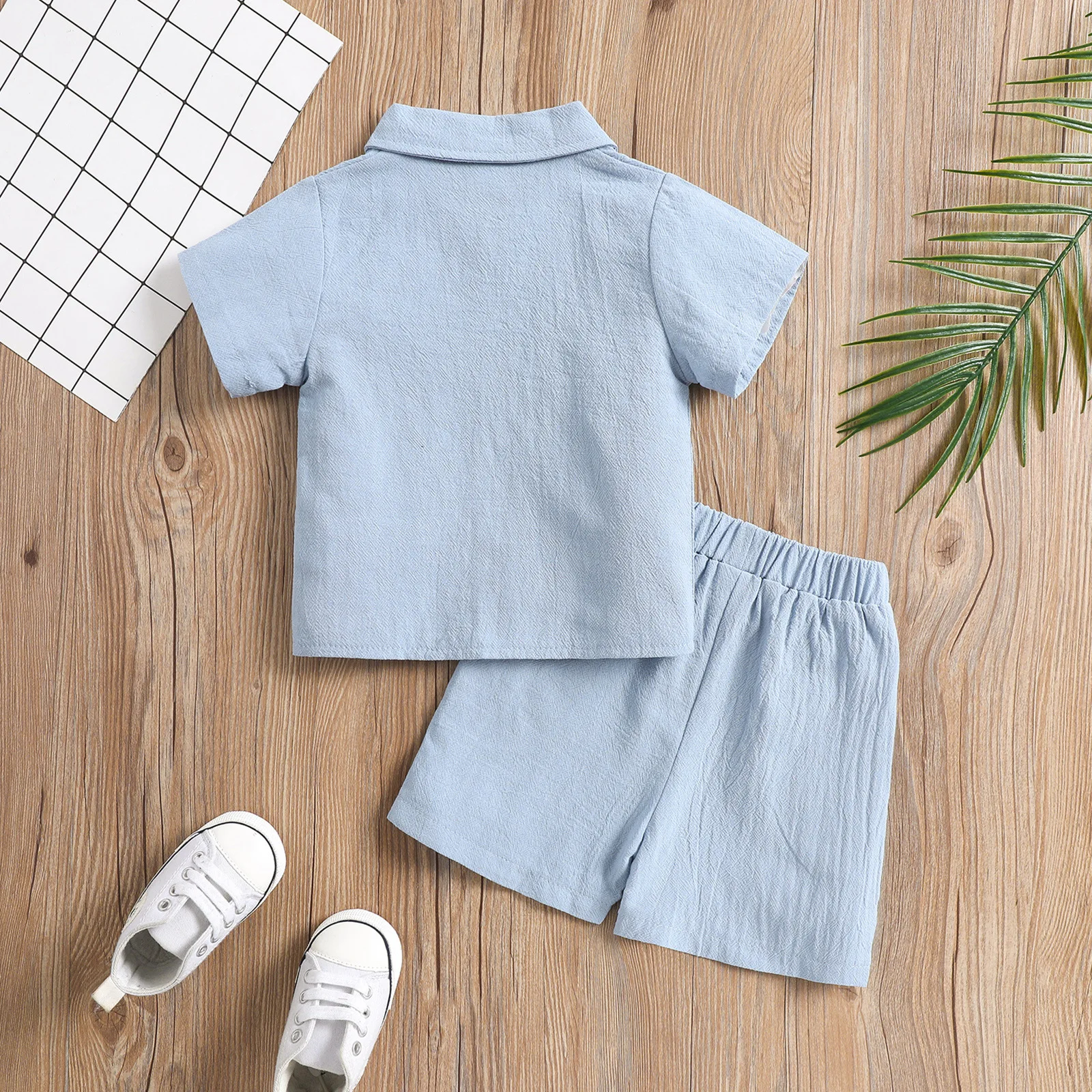 Casual Style Boys' Polo Shirt Short Cotton hemp Short Sleeved Top Over With Lapell Collar Casual Style Children Boy Summer Wear