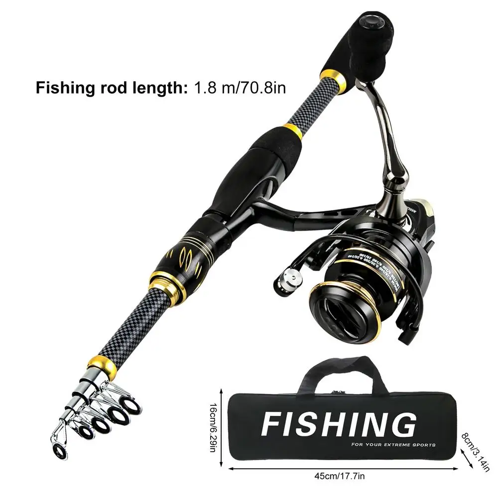 Fishing Rod and Reel Combo | Telescopic Fishing Pole Kit | Fishing Combos with Telescopic Fishing Pole Spinning Reels Carrier