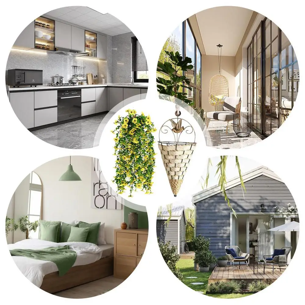 Butterfly Orchid Artificial Flowers Wall Orchid Bunches Fake Flowers String UV Resistant Fake Silk Orchid Decorative Garland