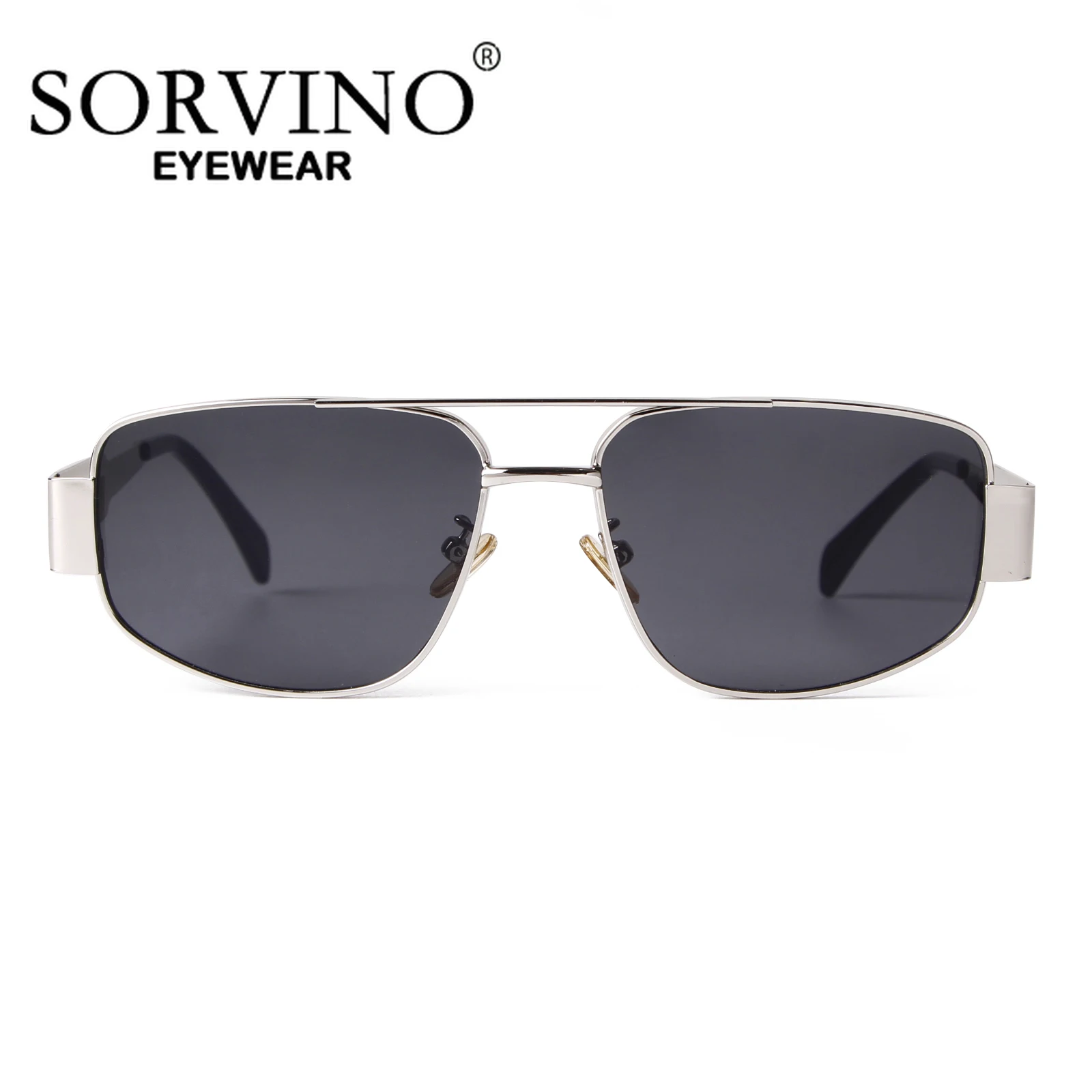 SORVINO 2024 Metal Frame Rectangle Sunglasses Mens Women Fashion Retro Sun Glasses Gold Mirror Eyewear Brand Design Shades UV400
