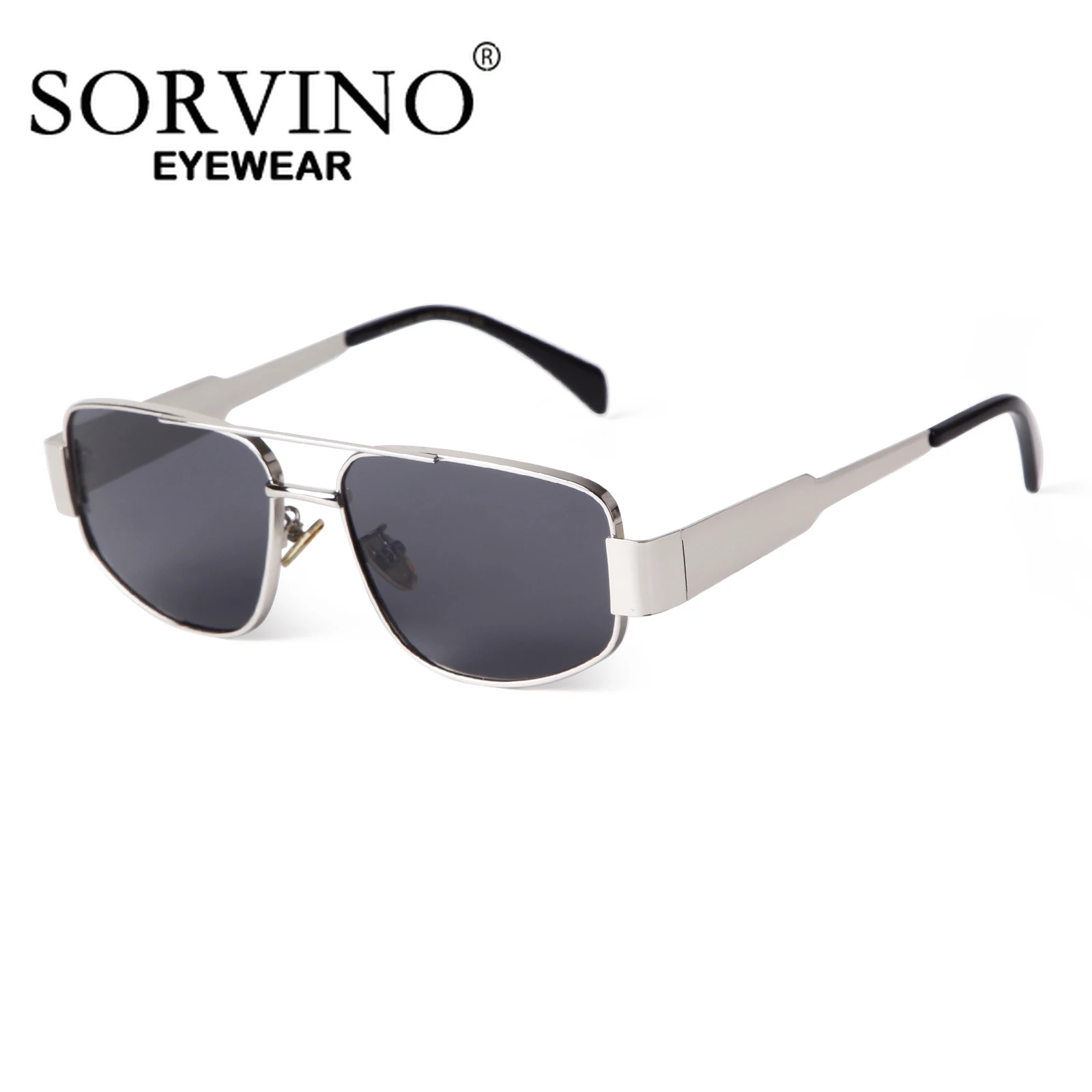 SORVINO 2024 Metal Frame Rectangle Sunglasses Mens Women Fashion Retro Sun Glasses Gold Mirror Eyewear Brand Design Shades UV400