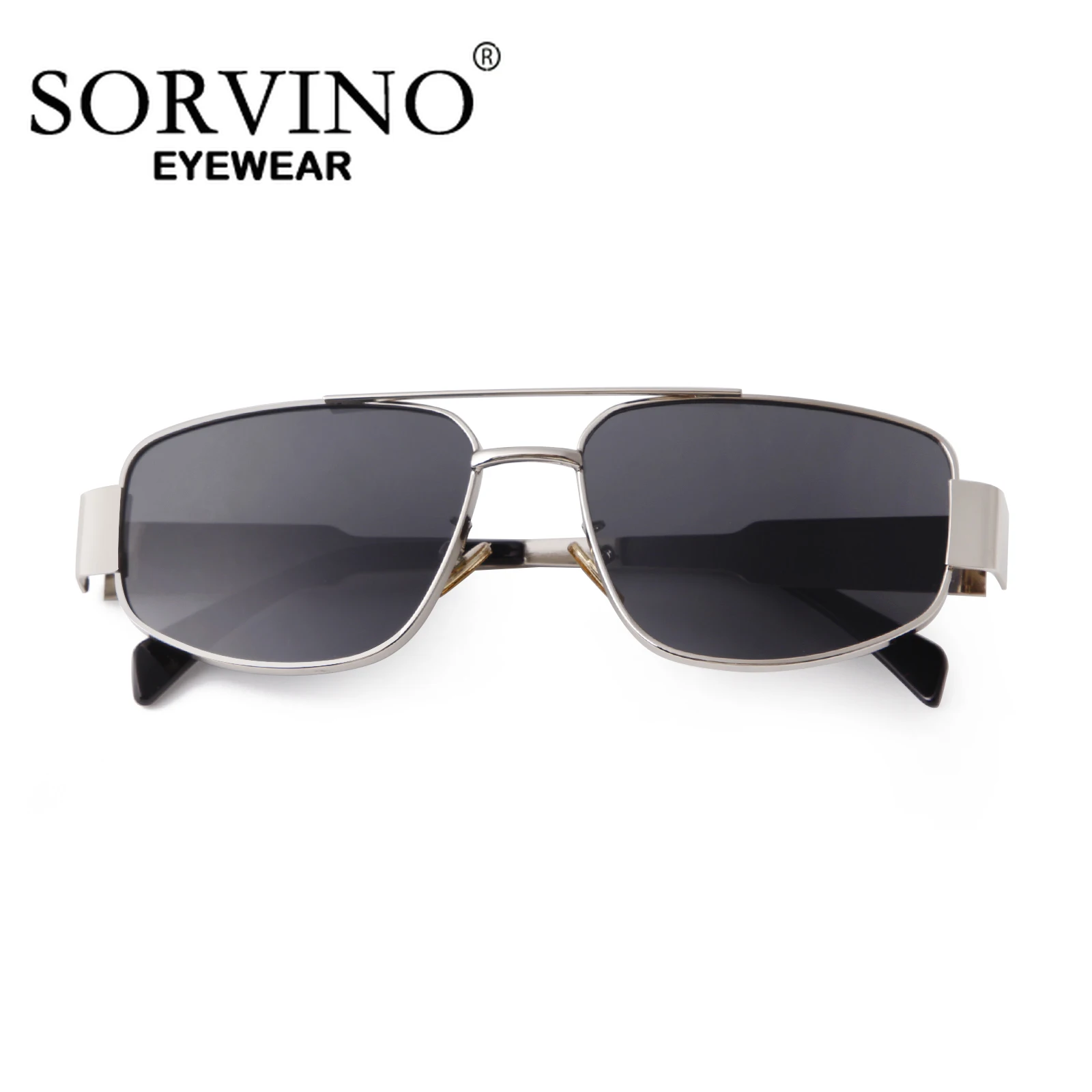 SORVINO 2024 Metal Frame Rectangle Sunglasses Mens Women Fashion Retro Sun Glasses Gold Mirror Eyewear Brand Design Shades UV400