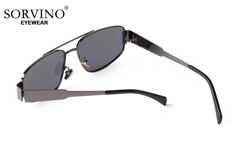 SORVINO 2024 Metal Frame Rectangle Sunglasses Mens Women Fashion Retro Sun Glasses Gold Mirror Eyewear Brand Design Shades UV400