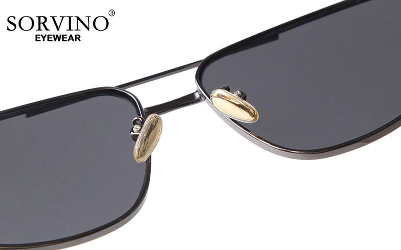 SORVINO 2024 Metal Frame Rectangle Sunglasses Mens Women Fashion Retro Sun Glasses Gold Mirror Eyewear Brand Design Shades UV400