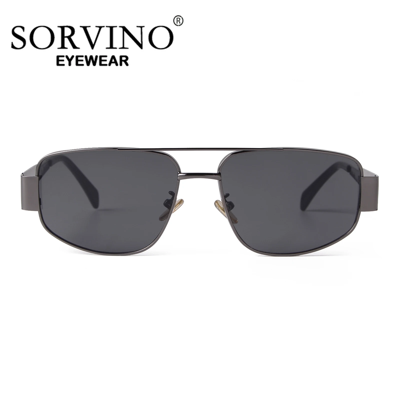 SORVINO 2024 Metal Frame Rectangle Sunglasses Mens Women Fashion Retro Sun Glasses Gold Mirror Eyewear Brand Design Shades UV400