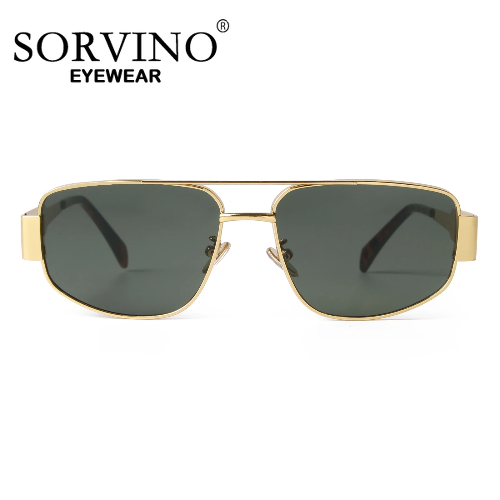 SORVINO 2024 Metal Frame Rectangle Sunglasses Mens Women Fashion Retro Sun Glasses Gold Mirror Eyewear Brand Design Shades UV400