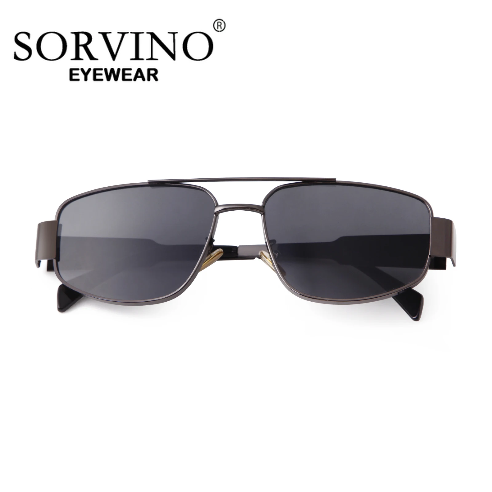 SORVINO 2024 Metal Frame Rectangle Sunglasses Mens Women Fashion Retro Sun Glasses Gold Mirror Eyewear Brand Design Shades UV400