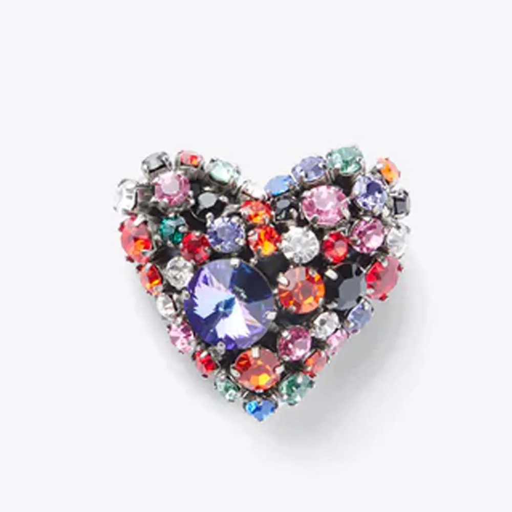 Stonefans Crystal Multicolour Heart Ear Clip Cuff for Women No Piercing Bachelorette Bride Earrings Handmade Wedding Luxury Gift