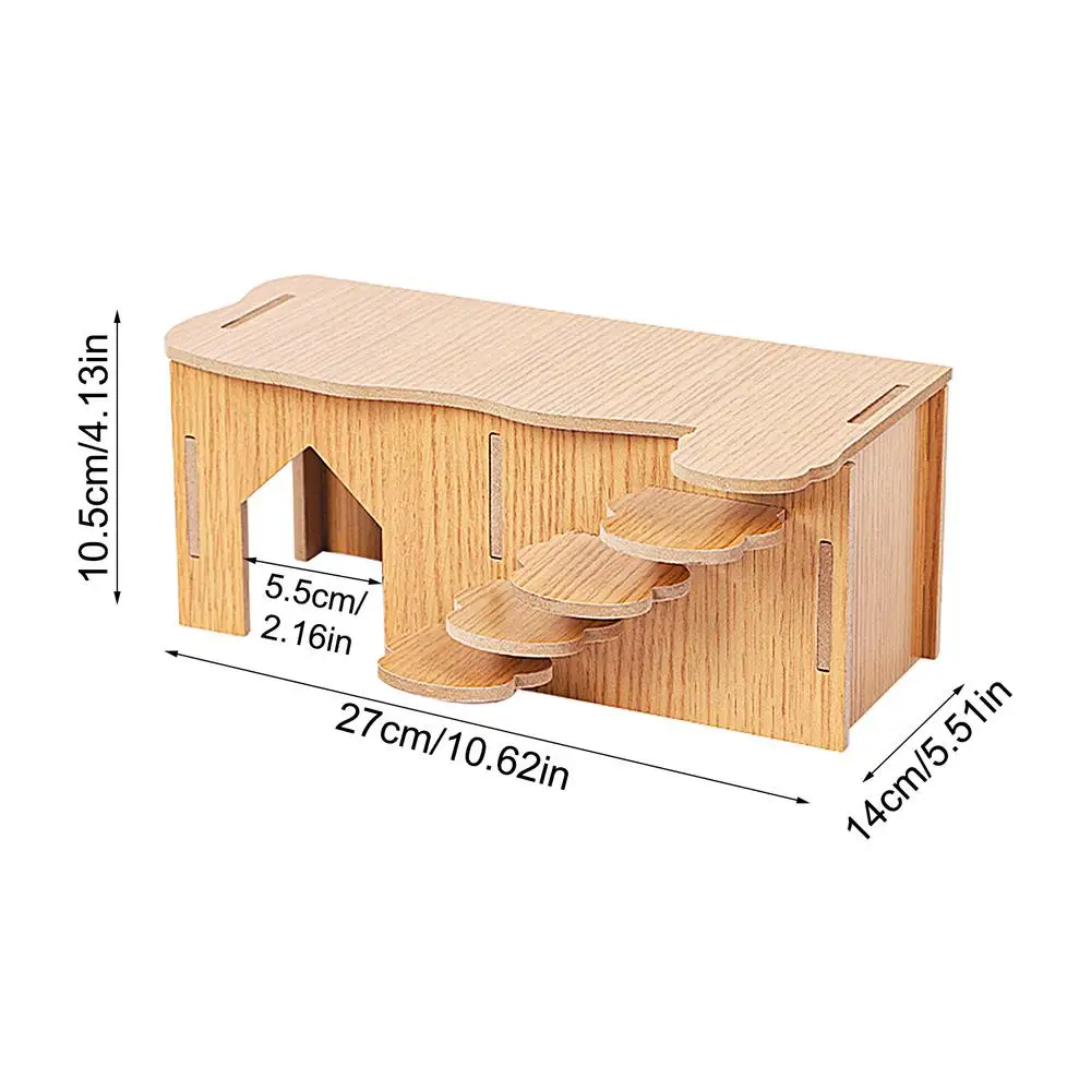Hamster House Hiding Corner Wooden Hut Habitat Multi Chamber Exploration Toy Cage Accessories for Hamster Syrian Hamsters Dwarf