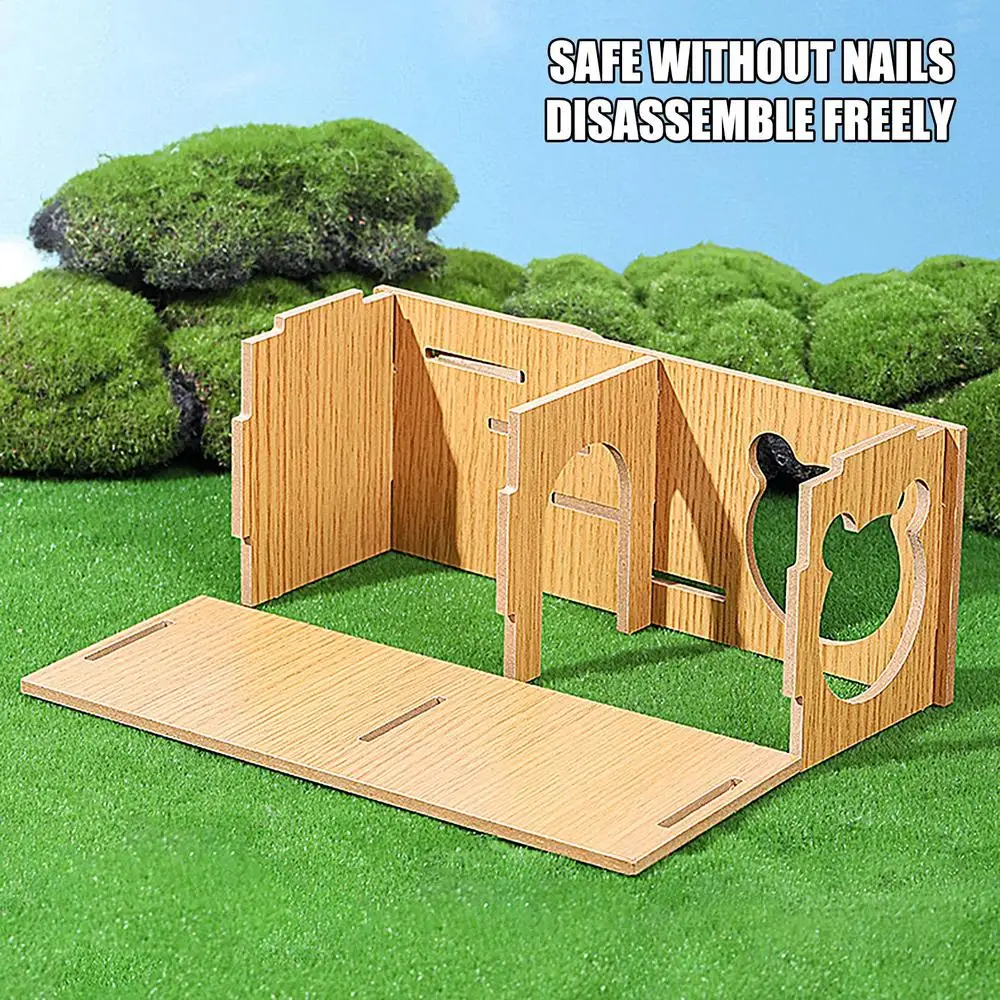 Hamster House Hiding Corner Wooden Hut Habitat Multi Chamber Exploration Toy Cage Accessories for Hamster Syrian Hamsters Dwarf