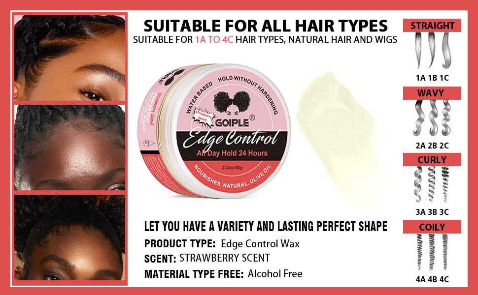 Edge Control for Black Women Natural Hair Gel Africa Edge Pomade Hairstyles Cream and Hair Wax Stick kit with Brush Band