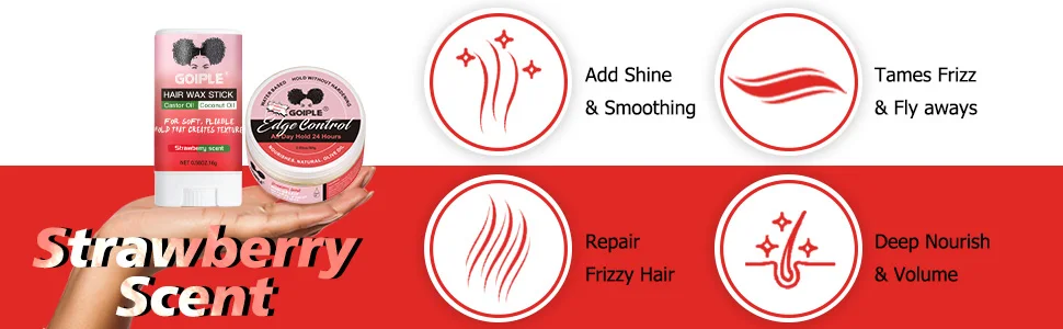 Edge Control for Black Women Natural Hair Gel Africa Edge Pomade Hairstyles Cream and Hair Wax Stick kit with Brush Band