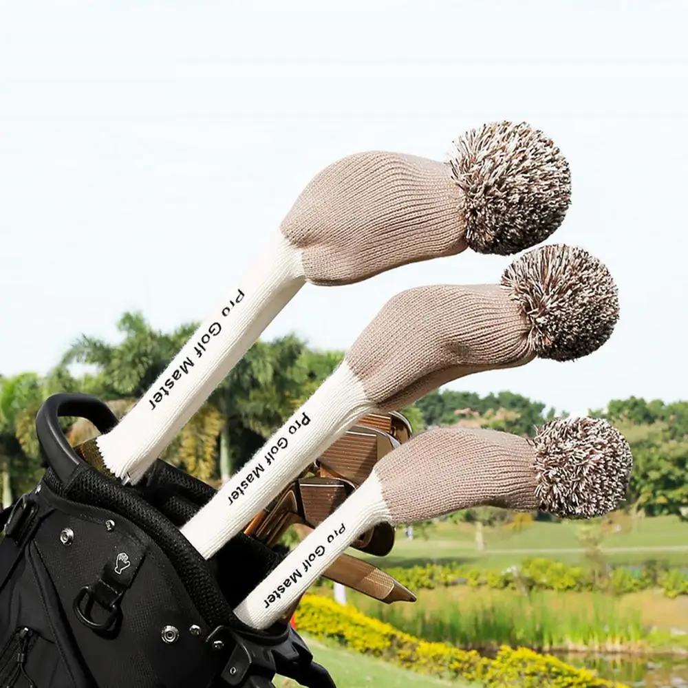 Driver Fairway Hybrid Pom Pom Cover Soft Club Head Covers Knit Headcover Long Neck Lightweight Protection Golf Head Covers For