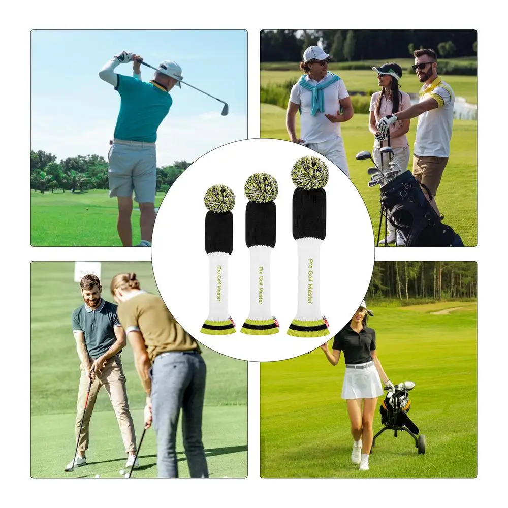 Driver Fairway Hybrid Pom Pom Cover Soft Club Head Covers Knit Headcover Long Neck Lightweight Protection Golf Head Covers For