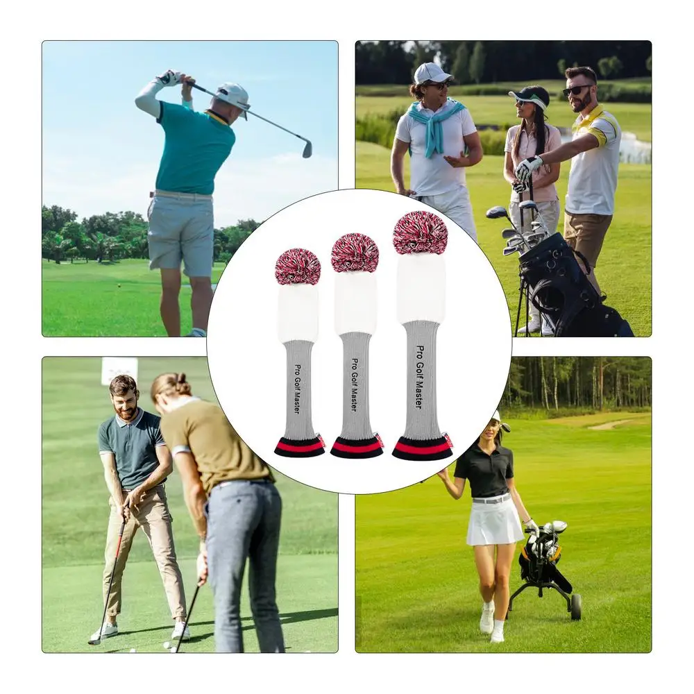 Driver Fairway Hybrid Pom Pom Cover Soft Club Head Covers Knit Headcover Long Neck Lightweight Protection Golf Head Covers For