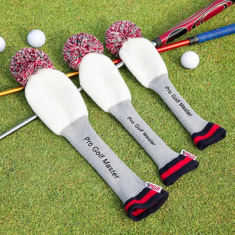 Driver Fairway Hybrid Pom Pom Cover Soft Club Head Covers Knit Headcover Long Neck Lightweight Protection Golf Head Covers For