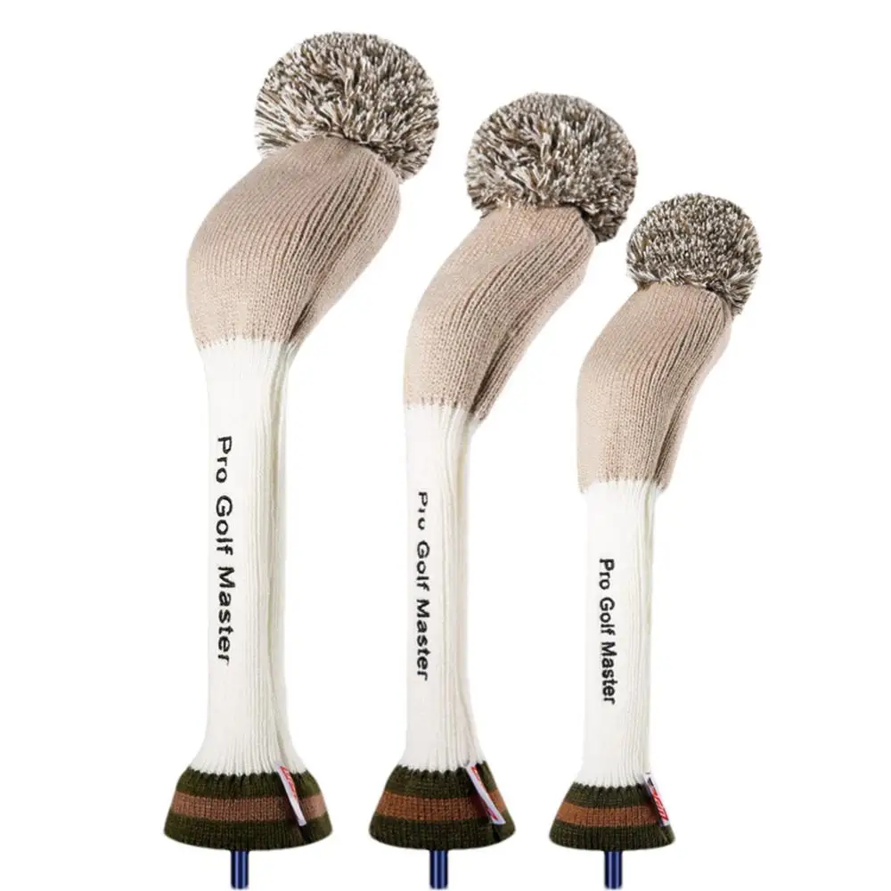 Driver Fairway Hybrid Pom Pom Cover Soft Club Head Covers Knit Headcover Long Neck Lightweight Protection Golf Head Covers For