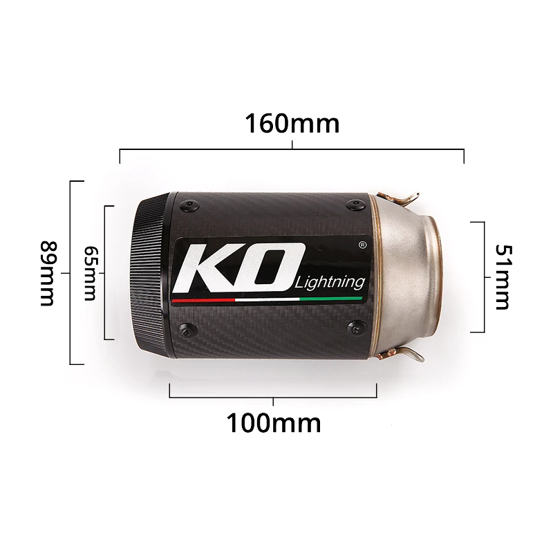 Universal 51MM Motorcycle Bike Exhaust Muffler Pipe Silencer Without DB Killer Stainless Steel/Matte Real Carbon Fiber Black