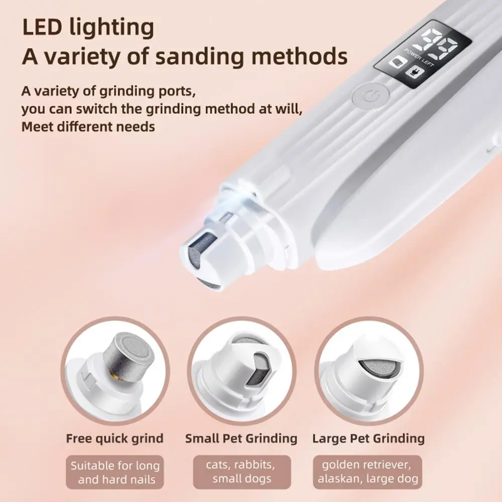 Electric Pet Nail Trimmer Rechargeable Electric Nail Trimmer For Cats Quiet Pet Nail Grinder & Nail Trimmer With LED Light For