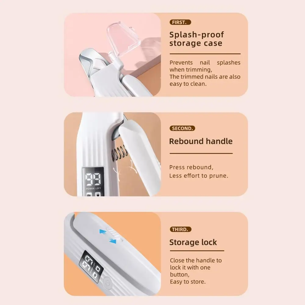Electric Pet Nail Trimmer Rechargeable Electric Nail Trimmer For Cats Quiet Pet Nail Grinder & Nail Trimmer With LED Light For