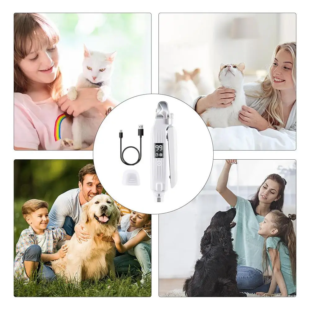 Electric Pet Nail Trimmer Rechargeable Electric Nail Trimmer For Cats Quiet Pet Nail Grinder & Nail Trimmer With LED Light For