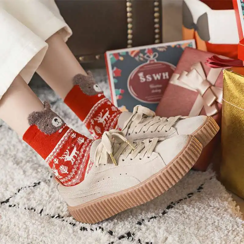 Cotton Christmas Sport Socks Christmas Decoration For Home Christmas Ornament Xmas Gifts Navidad Natal 2025 Decor Socks New Year