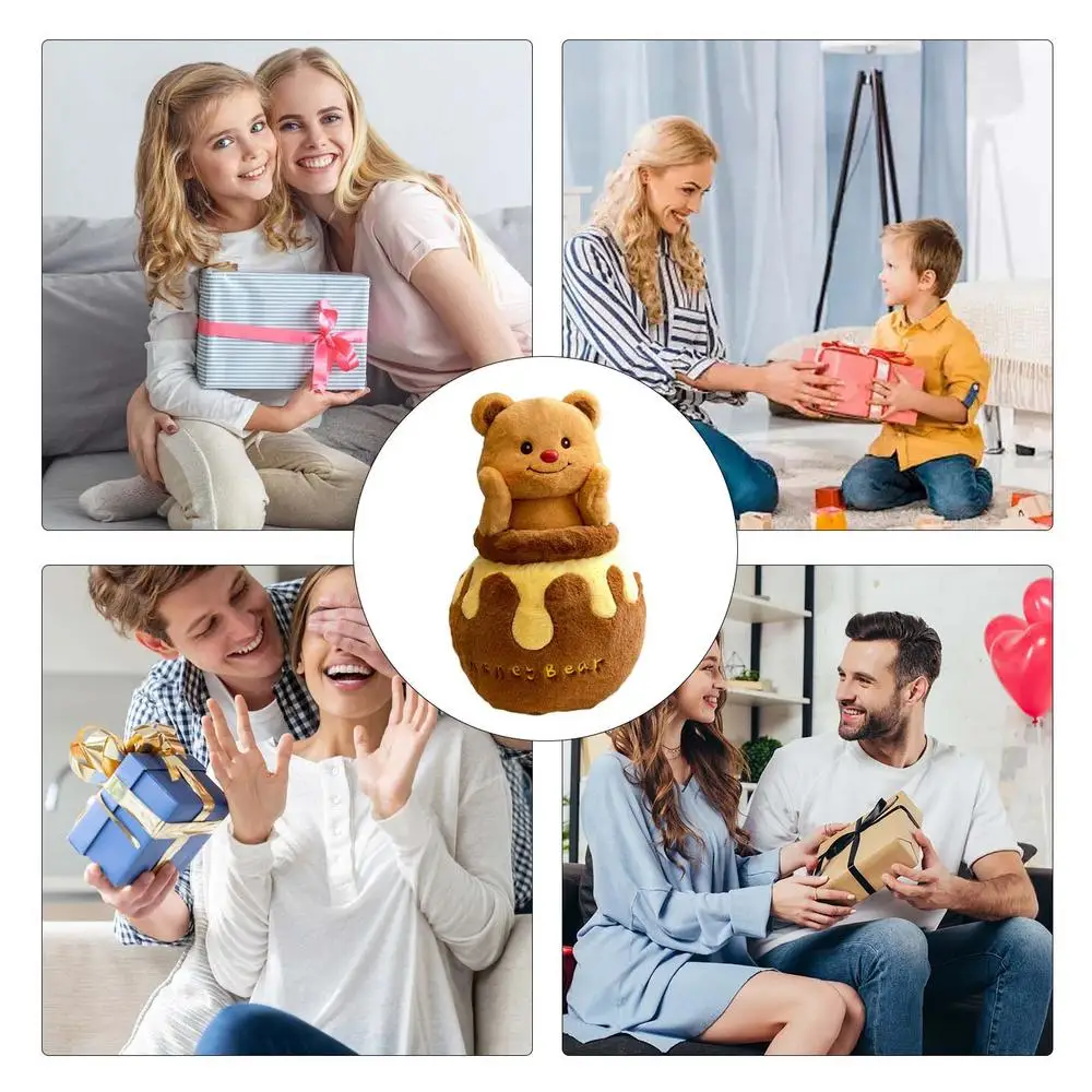Bear Stuffed Animal Cartoon Toy With Honey Jar Design Soft And Creative Toy Cute Plushies Decoration For Boys And Girls