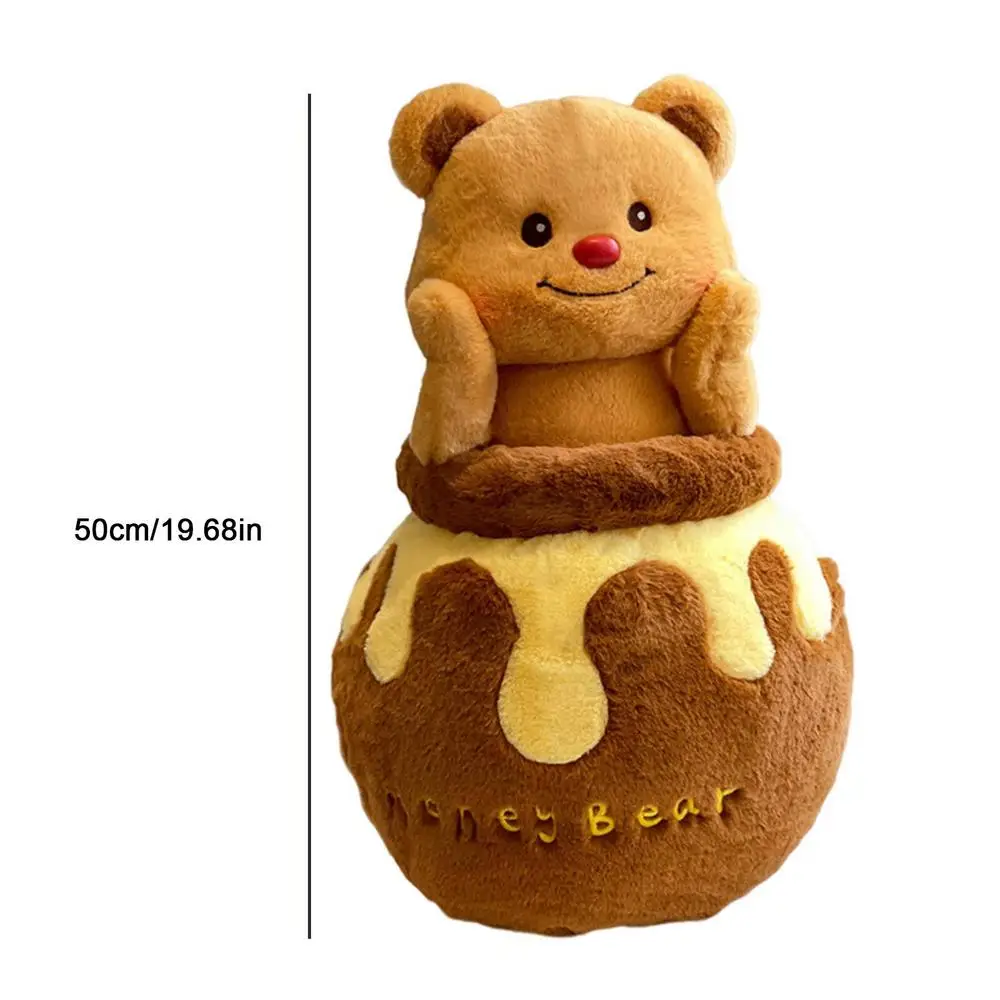 Bear Stuffed Animal Cartoon Toy With Honey Jar Design Soft And Creative Toy Cute Plushies Decoration For Boys And Girls