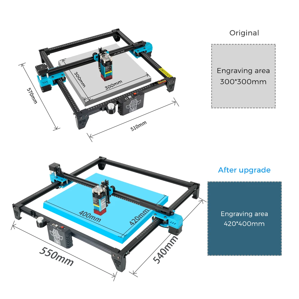 400x420mm 600x600mm Engraving Area Expansion Kit For Laser Engraving Machine Upgrade TTS-25 TTS-55 TTS-10 CNC Wood Engraver