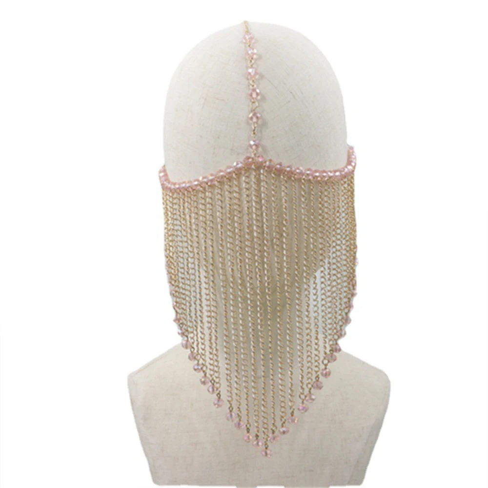Stonefans Crystal Wedding Black Tassel Mask for Women Cosplay Face Hallowenً Accessory Club Full Hair Jewelry Braids Festival
