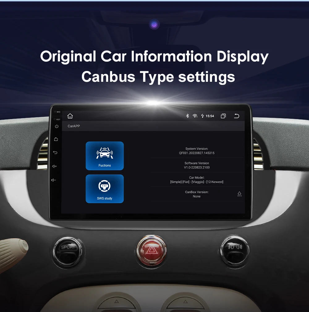 Hizpo 9'' Android 14 8+128G Car Radio Stereo For Fiat 500 With GPS Navigation Steering Wheel Control Multimedia Carplay& Auto BT