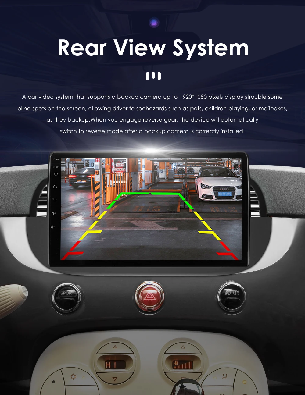 Hizpo 9'' Android 14 8+128G Car Radio Stereo For Fiat 500 With GPS Navigation Steering Wheel Control Multimedia Carplay& Auto BT
