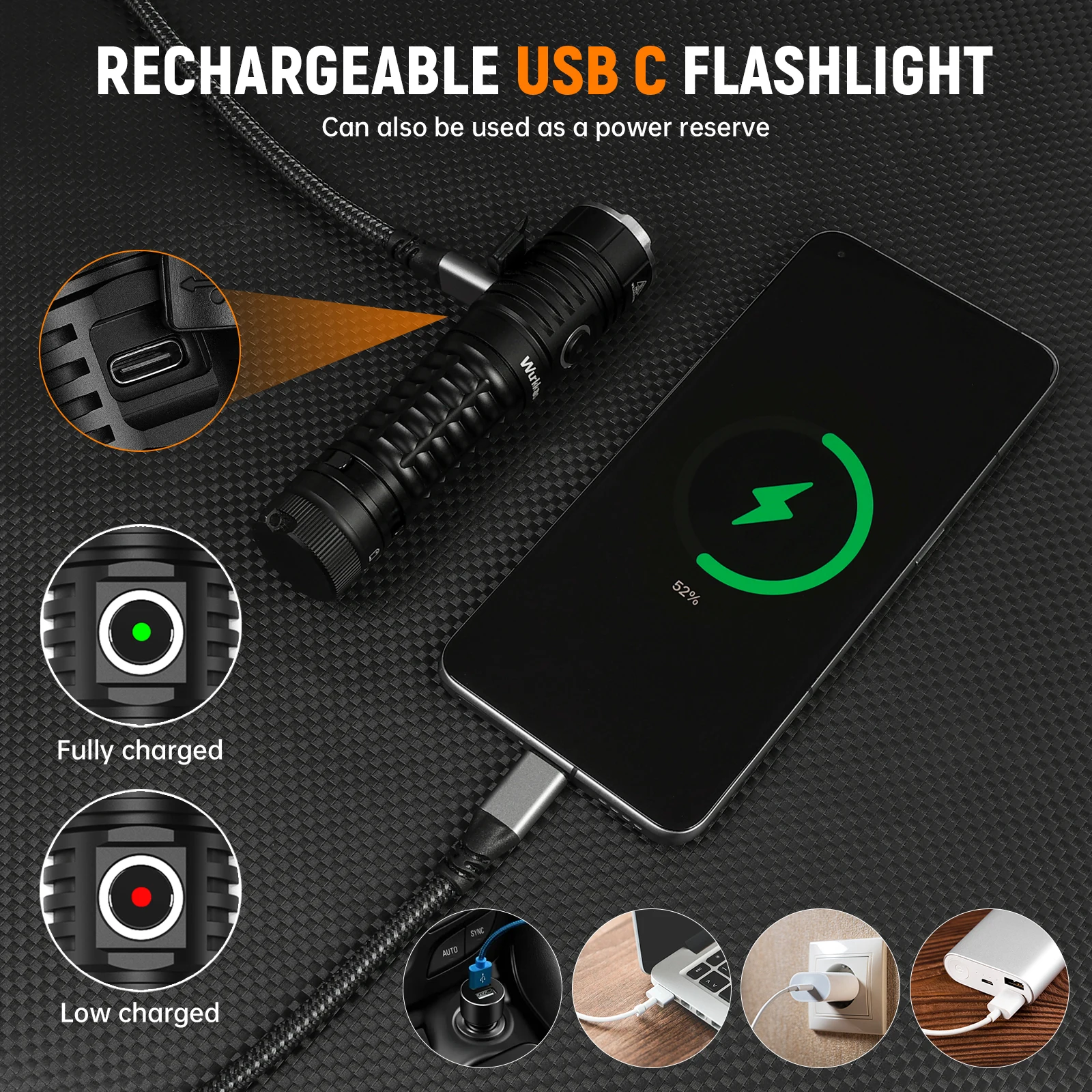 Wurkkos TS22 Flashlight Rechargeable 21700 with XHP70D HICRI LED 4500 Lm Magnetic Tail Cap and Reverse Charging for Hiking