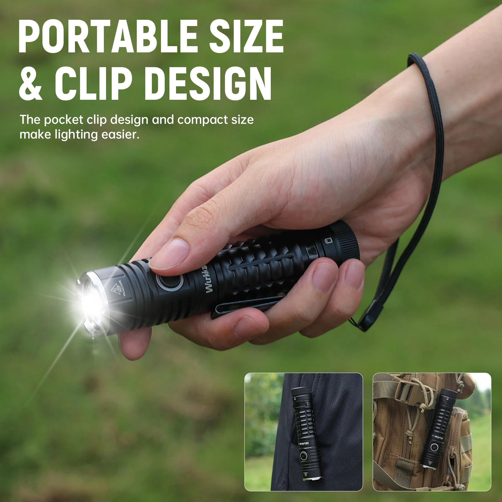 Wurkkos TS22 Flashlight Rechargeable 21700 with XHP70D HICRI LED 4500 Lm Magnetic Tail Cap and Reverse Charging for Hiking